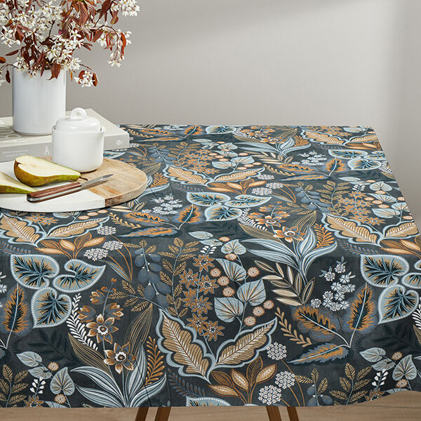 Tissu de décoration Semi-panama Feuilles paisley – gris bleu,  image number 6