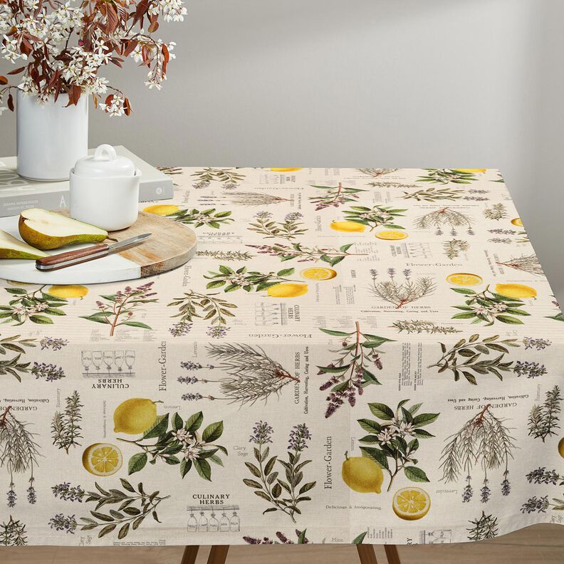 Tissu de décoration Semi-panama Herbes aromatiques – nature/jaune,  image number 8