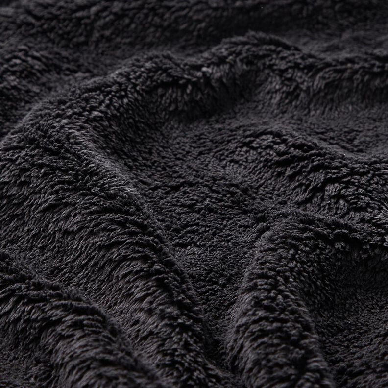 Fourrure synthétique Tissu peluche uni – noir, image number 2