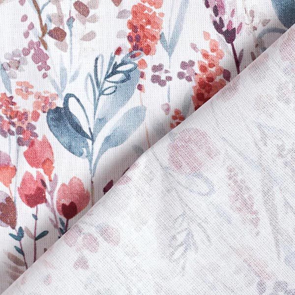 Tissu de décoration Popeline coton Fleurs sauvages – pourpre/pétrole,  image number 4