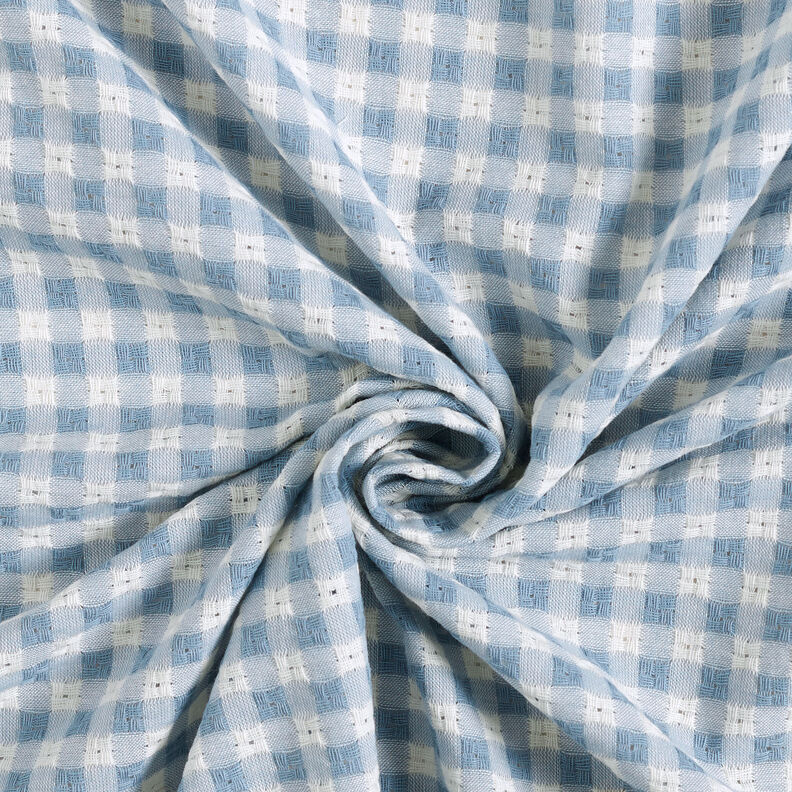 Tissu en coton à carreaux structurés – blanc/bleu clair,  image number 4