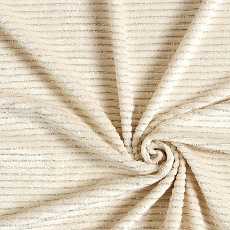 Tissu Nicki Rayures pailletées – beige clair/argent métallisé, image number 3