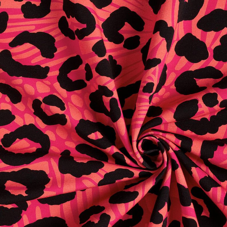 French Terry Sweat d’été Lion et fleurs – rose vif/orange, image number 3