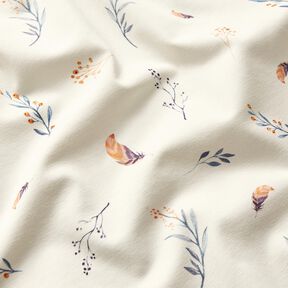 Jersey coton vrilles et plumes Impression numérique – écru, 