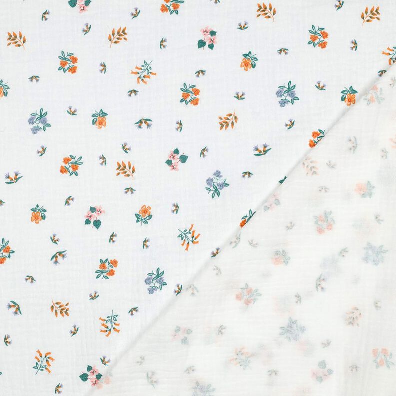 Tissu double gaze de coton Petite fleur | Poppy Fabrics – ivoire/orange pêche, image number 4