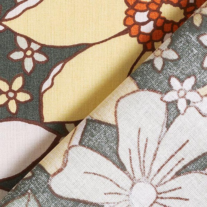 Tissu en coton Cretonne Fleurs rétro – orange clair/jaune clair,  image number 4