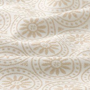 Tissu d'extérieur Jacquard Ornements cercle – beige/écru, 