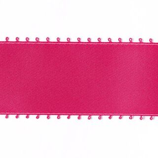 Bande de satin Bordure picot - rose vif, 