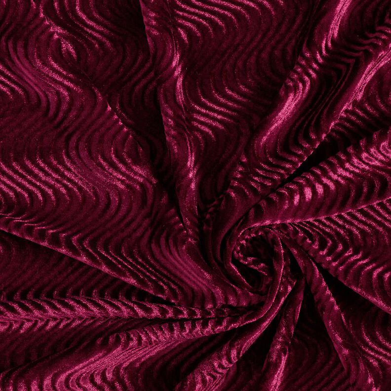Velours stretch gaufré – rouge bordeaux,  image number 3