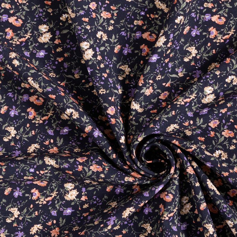 Tissu en viscose Mille-fleurs – bleu nuit,  image number 3