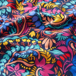 Tissu en coton Cretonne vrilles florales – bleu nuit, 