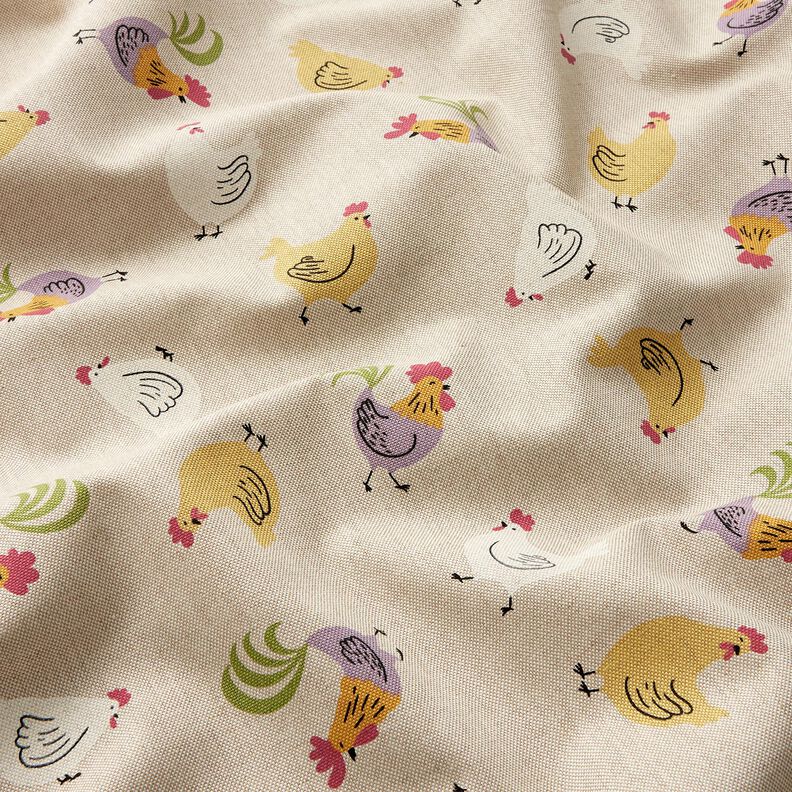 Tissu de décoration Semi-panama Petites poules – nature/blanc,  image number 2