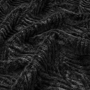 Fourrure synthétique lignes ondulées – noir, 