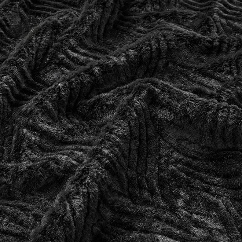 Fourrure synthétique lignes ondulées – noir,  image number 2