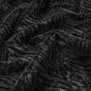 Fourrure synthétique lignes ondulées – noir, 