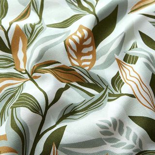 Tissu de décoration Canvas feuilles peintes – vert/blanc, 