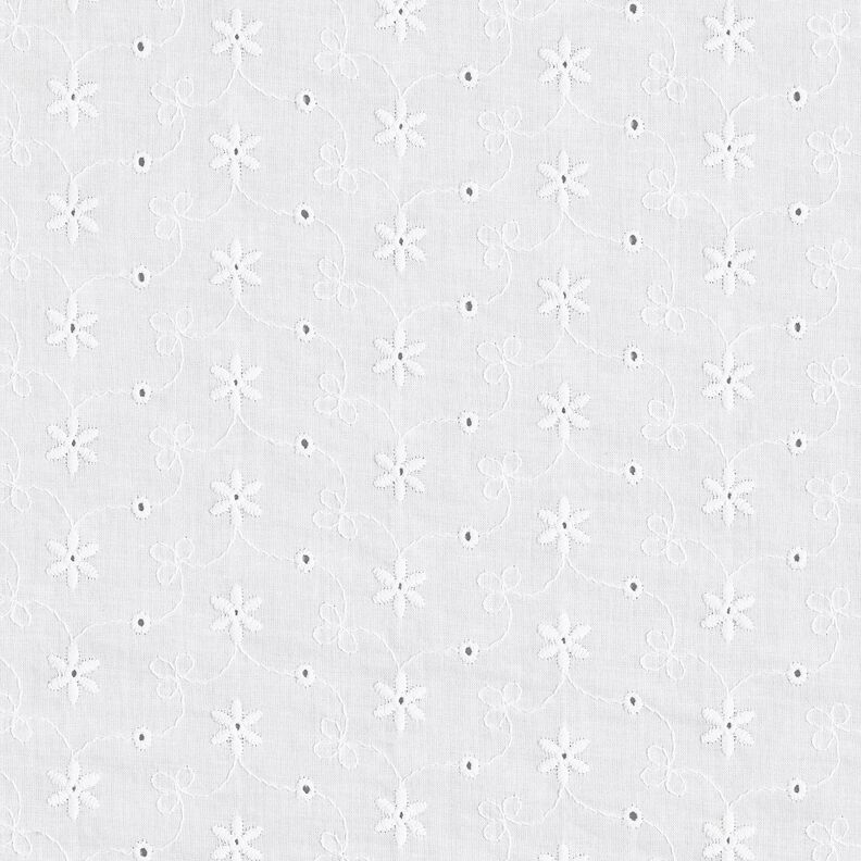 Batiste de coton Dentelle brodée Vrilles de fleurs – blanc,  image number 1