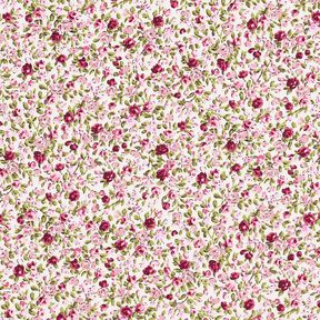 Popeline coton Mer de roses – ivoire/rose clair, 