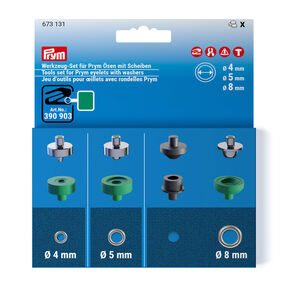 Kit outils œillets [Ø 4 + 5 + 8 mm] | Prym – argent métallisé/vert, 