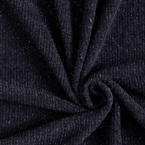 Chenille Jacquard maille Paillettes – bleu noir/argent métallisé, 