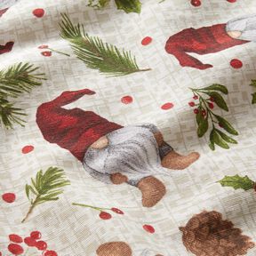 Tissu de décoration Canvas Lutin avec chapeau – beige clair/rouge foncé, 