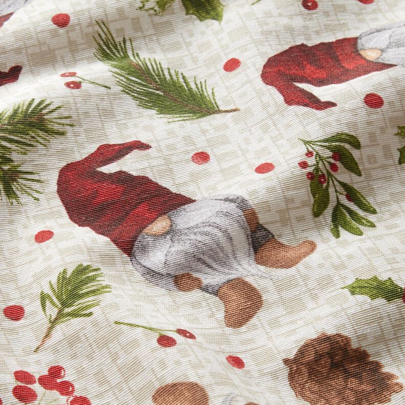 Tissu de décoration Canvas Lutin avec chapeau – beige clair/rouge foncé, image number 2