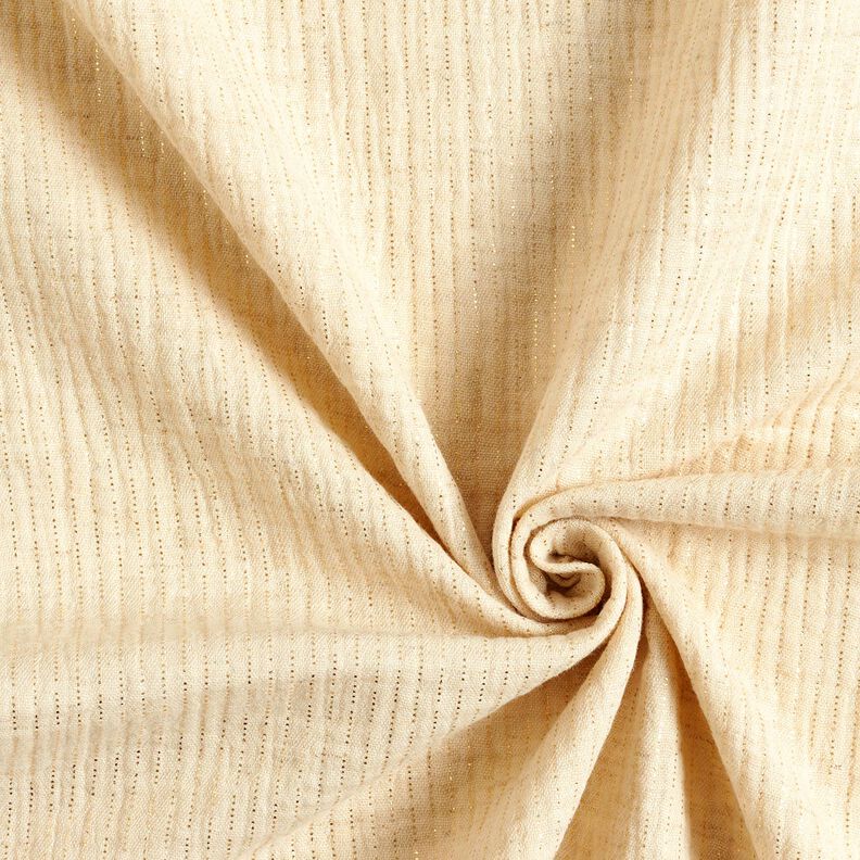 Tissu double gaze de coton Mélange lin Glitzerpunkte – crème, image number 3