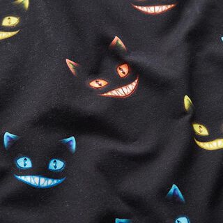 French Terry Sweat d’été Chat du Cheshire Impression numérique – noir/mélange de couleurs, 