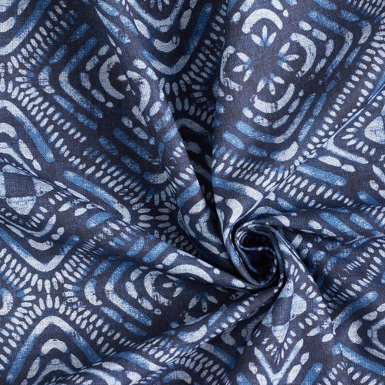 Tissu de décoration Canvas Carrelage batik – indigo/blanc, image number 3