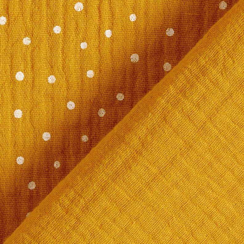 Tissu double gaze de coton Petits points – jaune curry/blanc,  image number 4