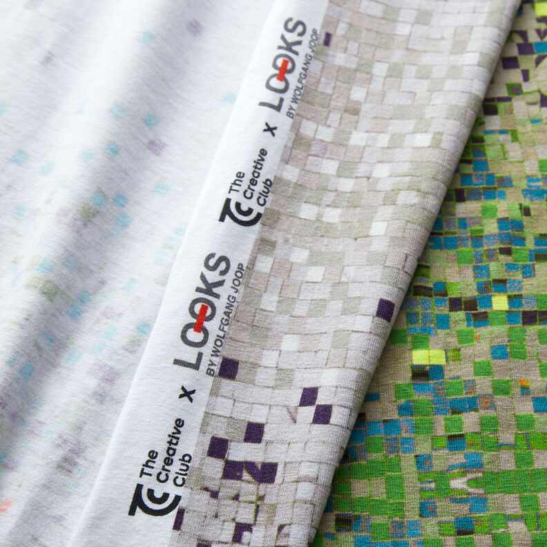 GOTS Jersey coton Mosaïques éparpillées | TCC x LOOKS by Wolfgang Joop – vert pomme/beige foncé,  image number 4