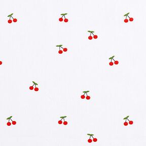 Popeline coton Cerises – blanc, 
