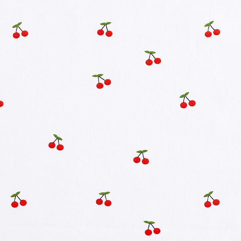Popeline coton Cerises – blanc,  image number 1