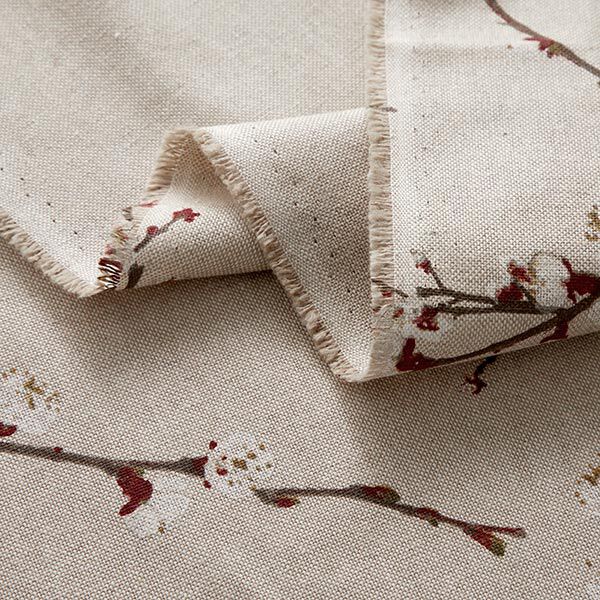 Tissu de décoration Semi-panama fleur de cerisier japonais – nature/bordeaux,  image number 3