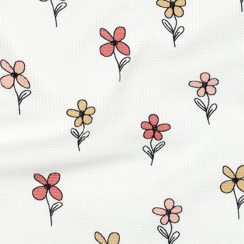 Jersey gaufré Fleurs | Poppy Fabrics – ivoire/abricot, image number 2