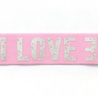 Ruban élastique Love [ 4,7 cm ] – rose/argent, 