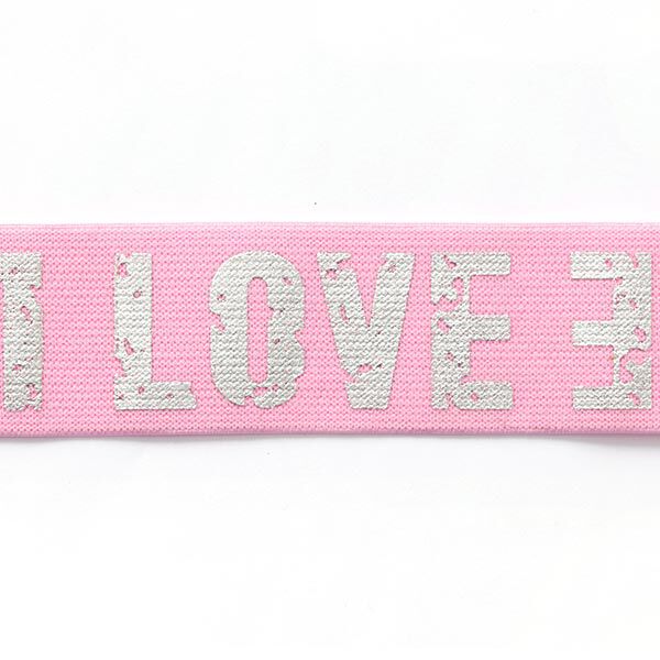 Ruban élastique Love [ 4,7 cm ] – rose/argent,  image number 1