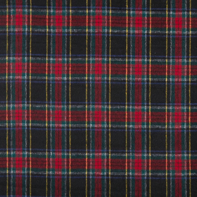 Tissu manteau en tartan en laine vierge mélangée – noir/rouge, image number 1