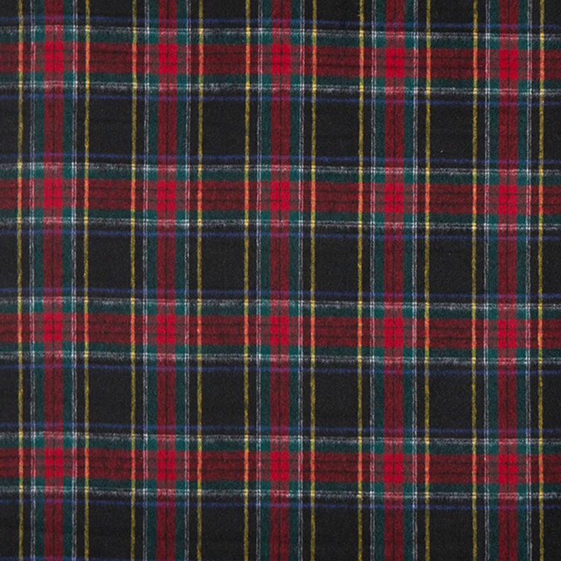 Tissu manteau en tartan en laine vierge mélangée – noir/rouge,  image number 1