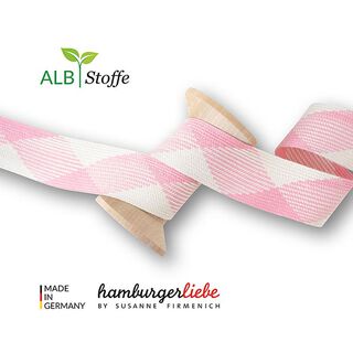 Cordon tressé bio Twist Me Flat [35 mm] | Albstoffe – blanc/rose, 