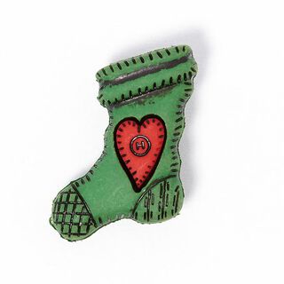 Bouton de Noël Chaussette - vert, 