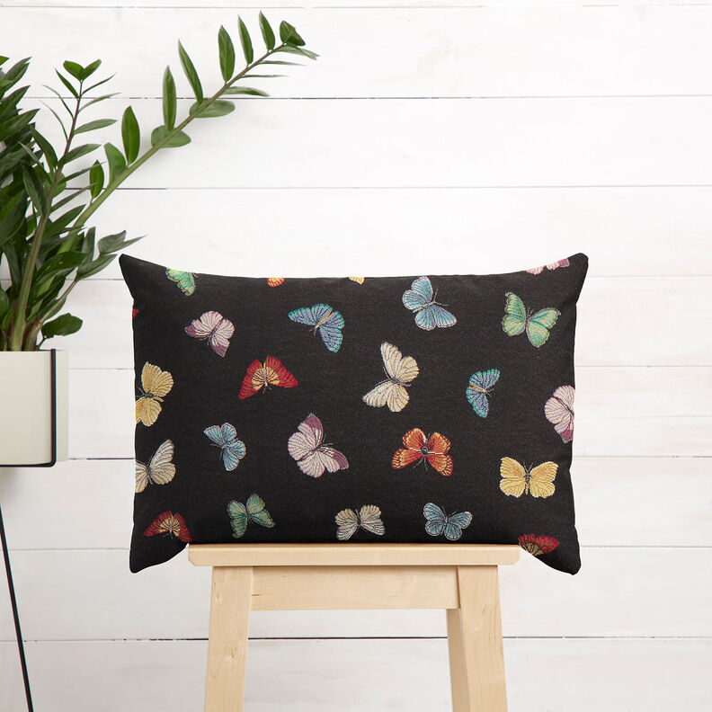 Tissu de décoration Gobelin Groupe de papillons – noir, image number 7