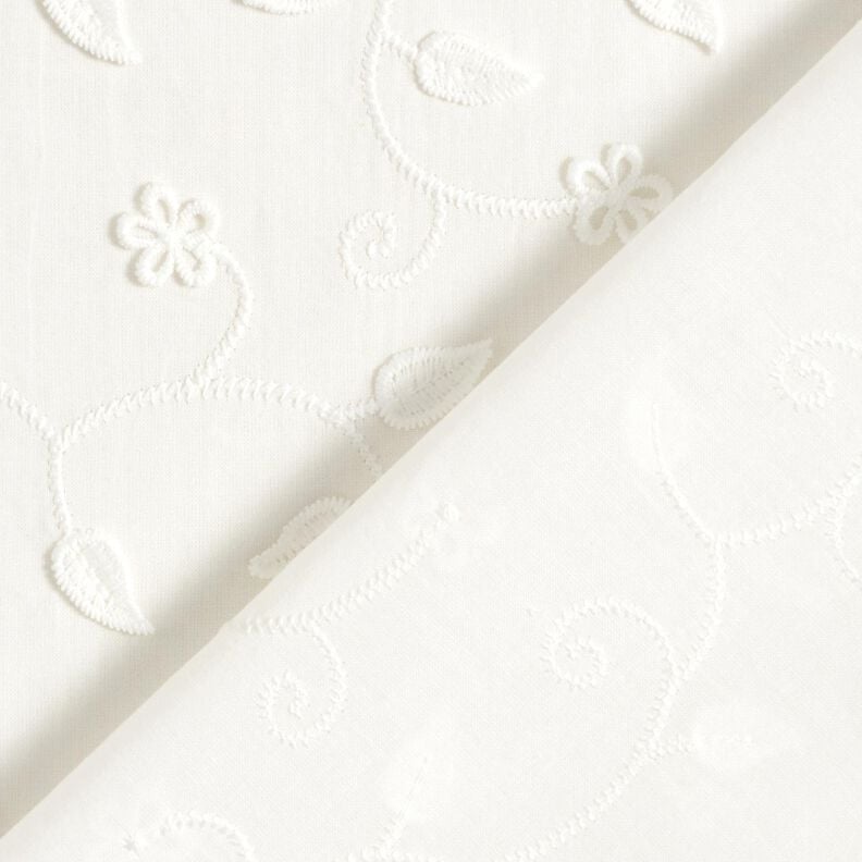 Tissu en coton broderie 3D fleurs &ndash; blanc,  image number 4