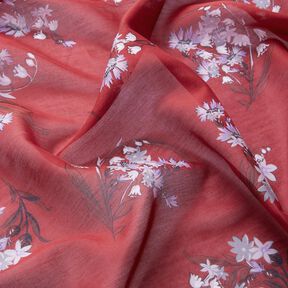 Voile de soie mélangée Bouquets de fleurs – carmin, 