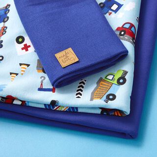 Lot de tissus jersey  voitures – bleu clair, 