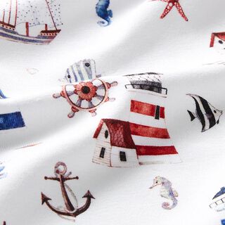 Jersey coton Phare et ancre Impression numérique – écru, 