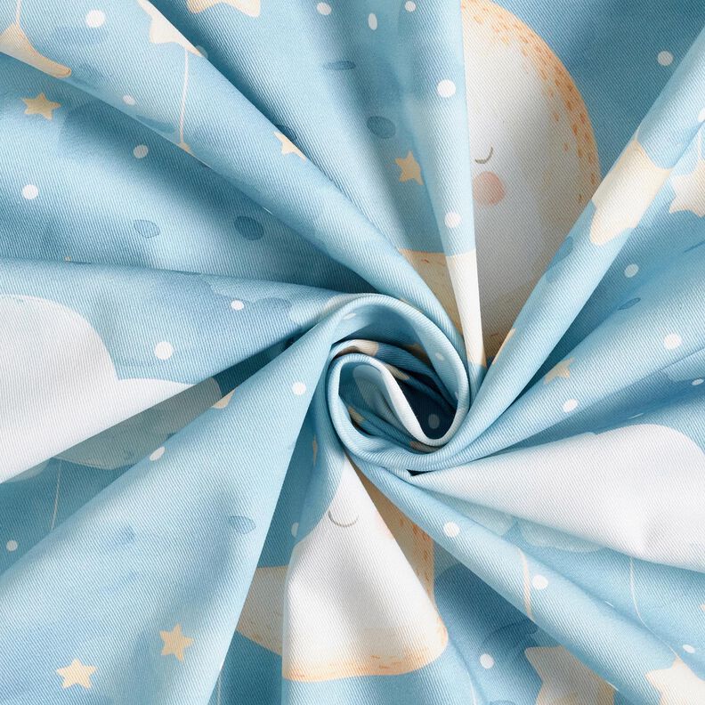 Tissu de décoration Sergé coton Mond und Sterne Impression numérique – bleu clair,  image number 3