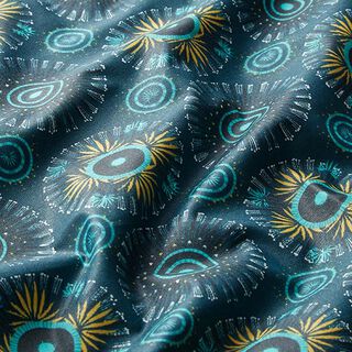Coton enduit Mandala – pétrole, 