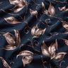 Jersey coton Feuilles scintillantes | Glitzerpüppi – bleu nuit/vieux rose foncé,  thumbnail number 2