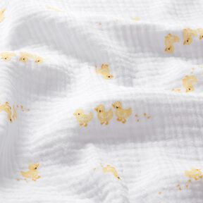 Tissu double gaze de coton Jolis canetons – blanc/or, 